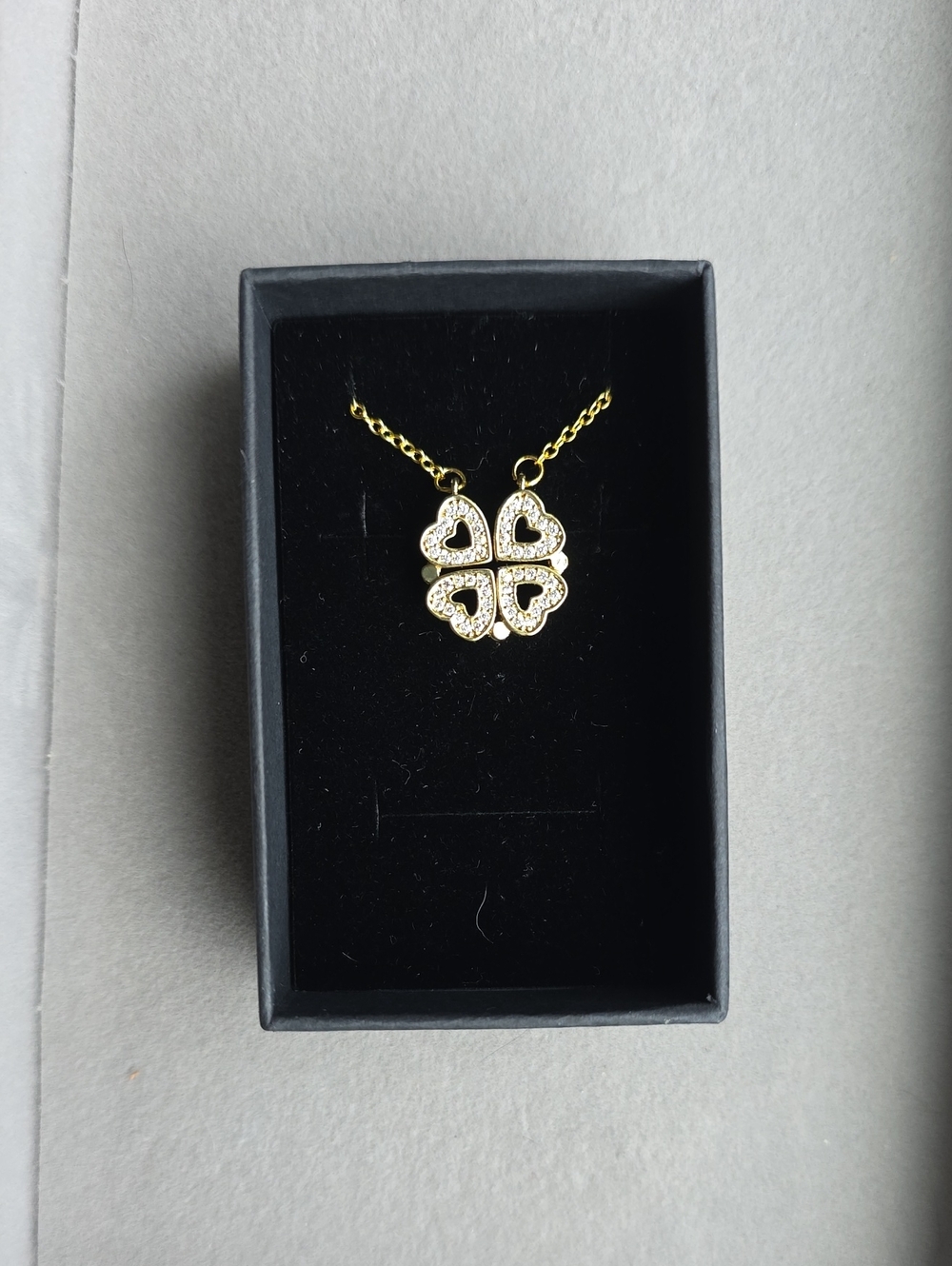 Gold Clover Pendant Necklace with Crystal Accents - Women Jewelry